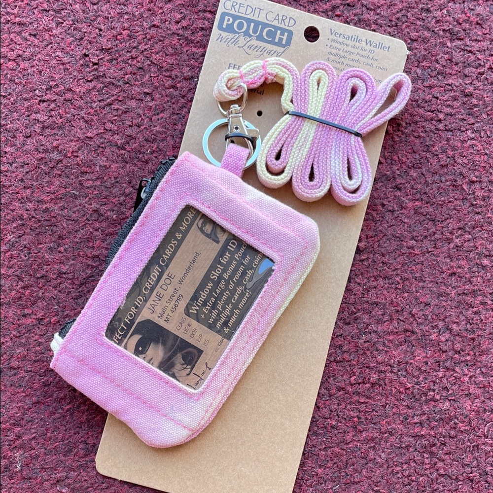 Pink Versatile Wallet with Lanyard